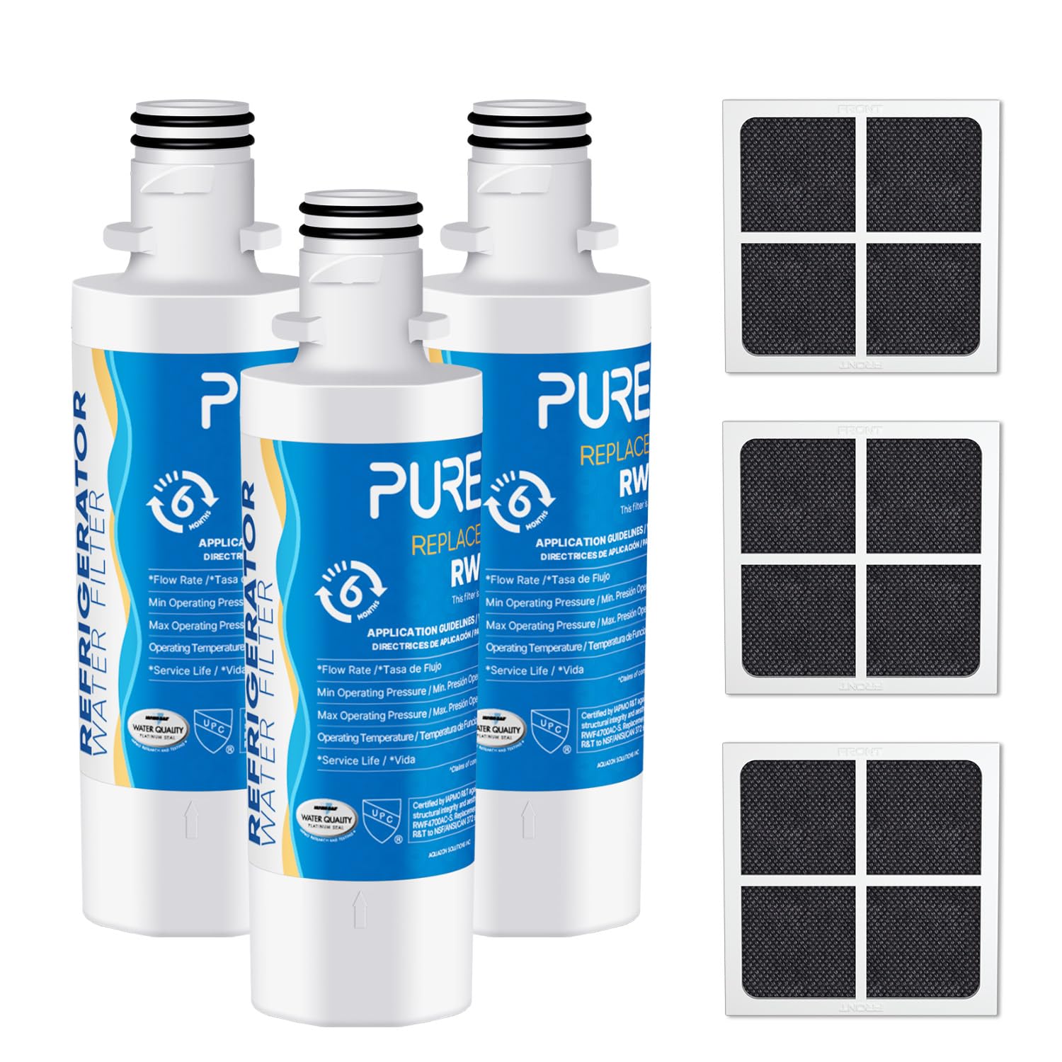 Pureplus ADQ747935 Replacement For LG LT1000P LT1000 Kenmore Elite 9980 LT1000PC, MDJ64844601 ADQ74793501, LMXS28626S, LFXS26973S, LT120F Refrigerator Water And Air Filter,3Pack, Model: RWF4700AC | Fridge.com