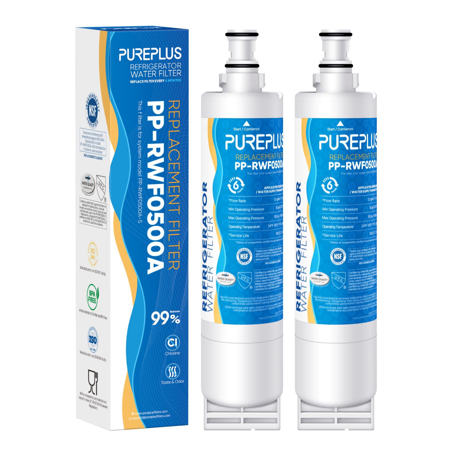 PUREPLUS 4396508 Refrigerator Water Filter, Replacement for EDR5RXD1, EveryDrop Filter 5, 4396510, 4392857, Kenmore 46-9010, 9085, LC400V, WF-NLC240V, RFC0500A, WF285, W10186668, 2Pack | Fridge.com