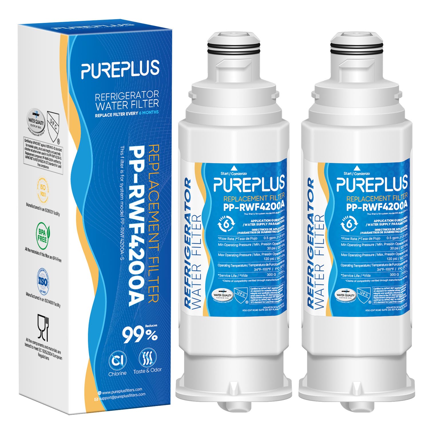 Pureplus DA97-17376B Replacement For Samsung Haf-Qin/Exp, DA97-08006C, RF28R7351SG, RF28R7201SR, RF28T5001SR, RF24R7201SR, RS27T5200SR, RF23M8590SG, RWF4200A Refrigerator Water Filter, 2 Pack | Fridge.com