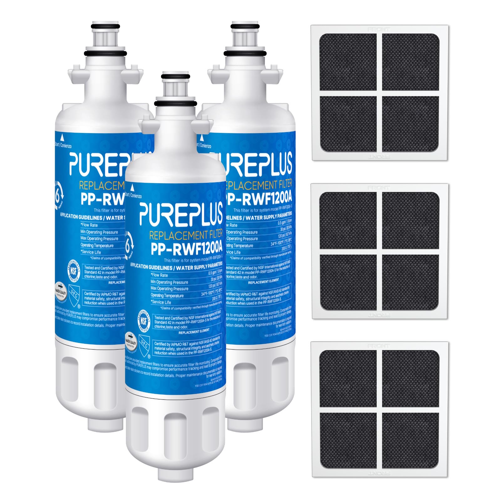 Pureplus Adq36006101 Replacement For LG Lt700p, Adq36006102, Kenmore Elite 9690, 469690, Lfxs30766s,Lfx28968st,Lfx31925st,Rwf1052, Rwf1200a Refrigerator Water Filter And Lt120f Air Filter Combo, 3pack - View 1 | Fridge.com