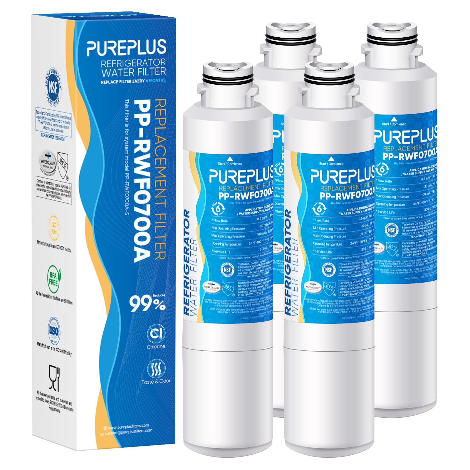 Pureplus Da29-00020b Replacement For Samsung Da29-00020a/B, Da29-00020b-1, Rf28hmedbsr, Rf263beaesr, Rfg297hdrs, Haf-Cin/Exp, Rf4287hars, Rf28hfedbsr, 469101, Rwf0700a Refrigerator Water Filter, 4pack | Fridge.com