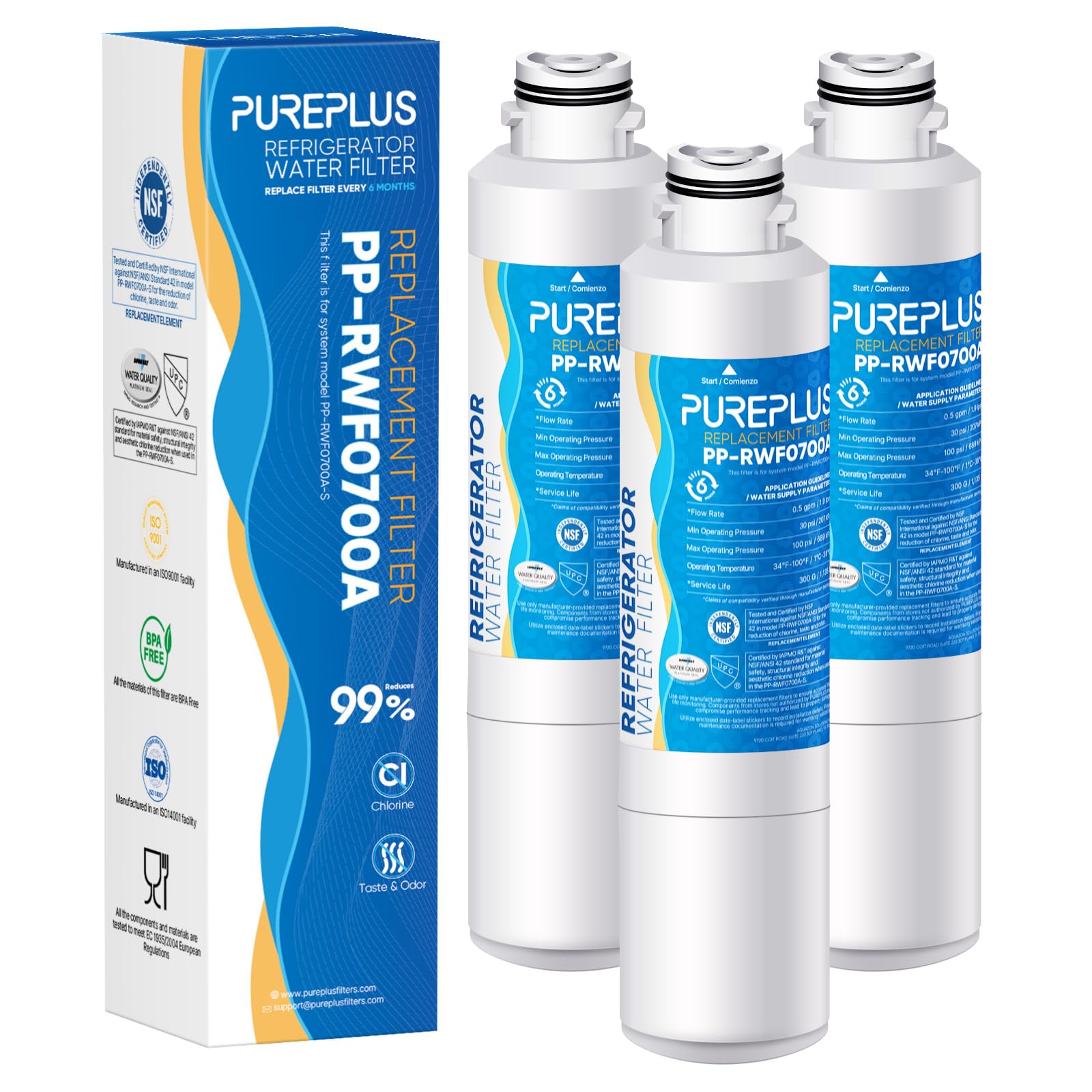 Pureplus Da29-00020b Refrigerator Water Filter Replacement For Samsung Rf28hmedbsr, Rf263beaesr, Hdx Fms-2, Haf-Cin/Exp, Rf4287hars, Rf28hfedbsr, Da29-00020a, Rf261beaesr, Da97-08006a, 469101, 3pack - View 1 | Fridge.com