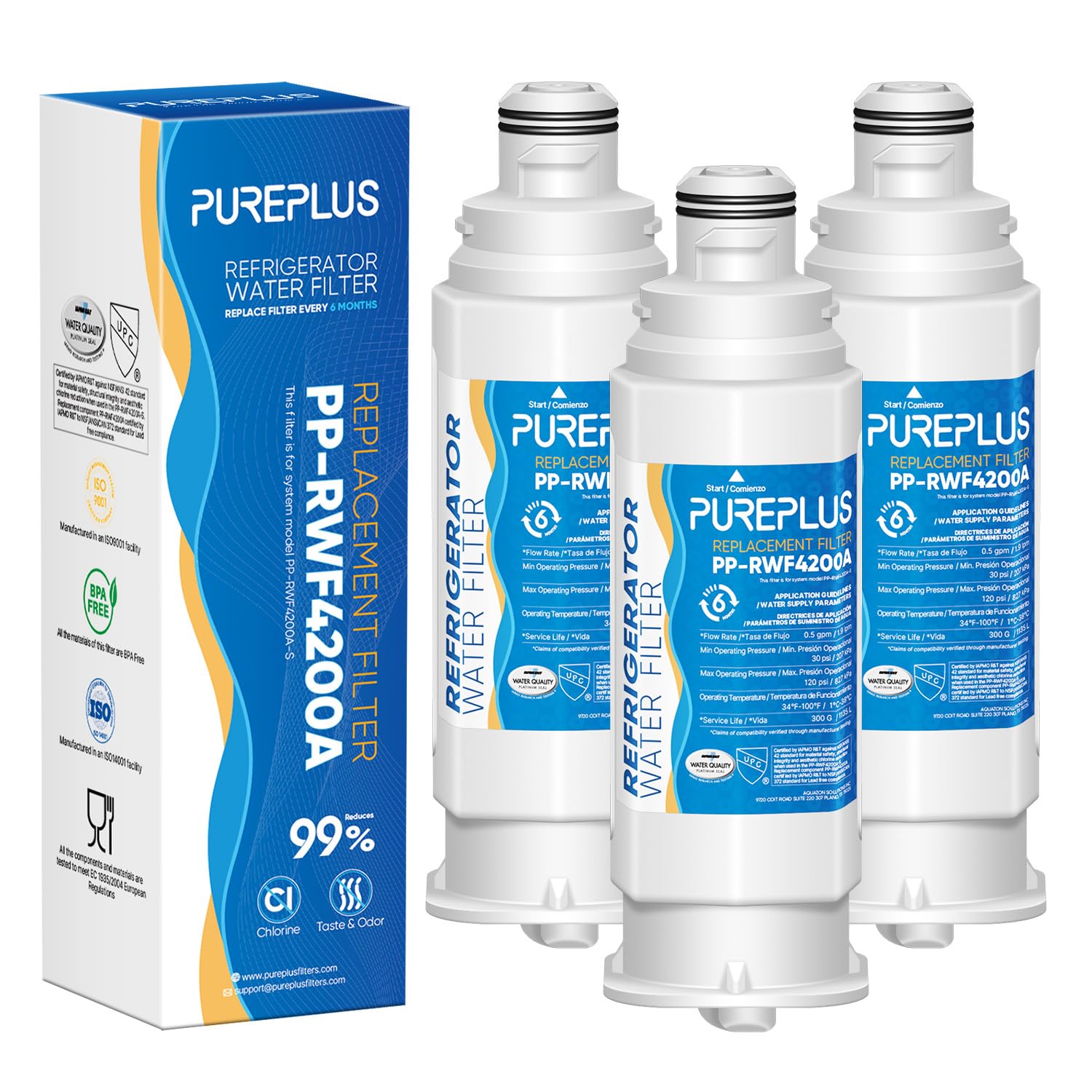 Pureplus DA97-17376B Replacement For Samsung Haf-Qin/Exp, DA97-08006C, RF28R7351SG, RF28R7201SR, RF28T5001SR, RF23M8590SG, RS27T5200SR, RF24R7201SR, RWF4200A Refrigerator Water Filter, 3 Pack | Fridge.com