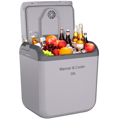 Portable Electric Car Cooler & Warmer 32QT (30L) Thermoelectric 12V/110V Refrigerator with Handle Dual Power Plug-in Fridge for Vehicle Truck Camping — FIN-0019239 | Fridge.com