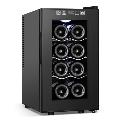 8 Bottle Wine Refrigerator Cooler, Wine Cellar With Touch Control, No Vibration & Low-e Glass Door | Fridge.com