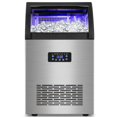 Commercial Ice Maker Machine, 150lbs/24h With 45lbs Large Ice Capacity, 55pcs Clear Ice Cubes Ready In 8-15mins, Freestanding Stainless Steel Ice Maki | Fridge.com