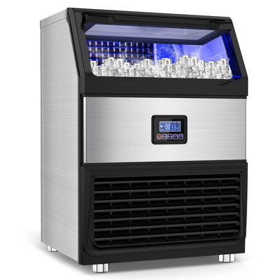 300lbs/24h Commercial Ice Maker Machine With 75lbs Storage Bin, Stainless Steel Undercounter/freestanding Ice Maker Machine For Home Bar Outdoor, 108p | Fridge.com