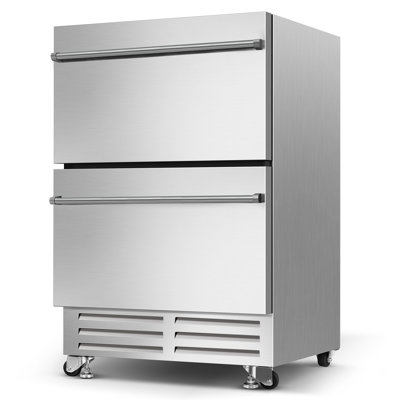 23" W 95 Cans (12 Oz.) Dual Drawer Under Counter Built-in Stainless Steel Beverage Cooler Indoor & Outdoor Use | Fridge.com