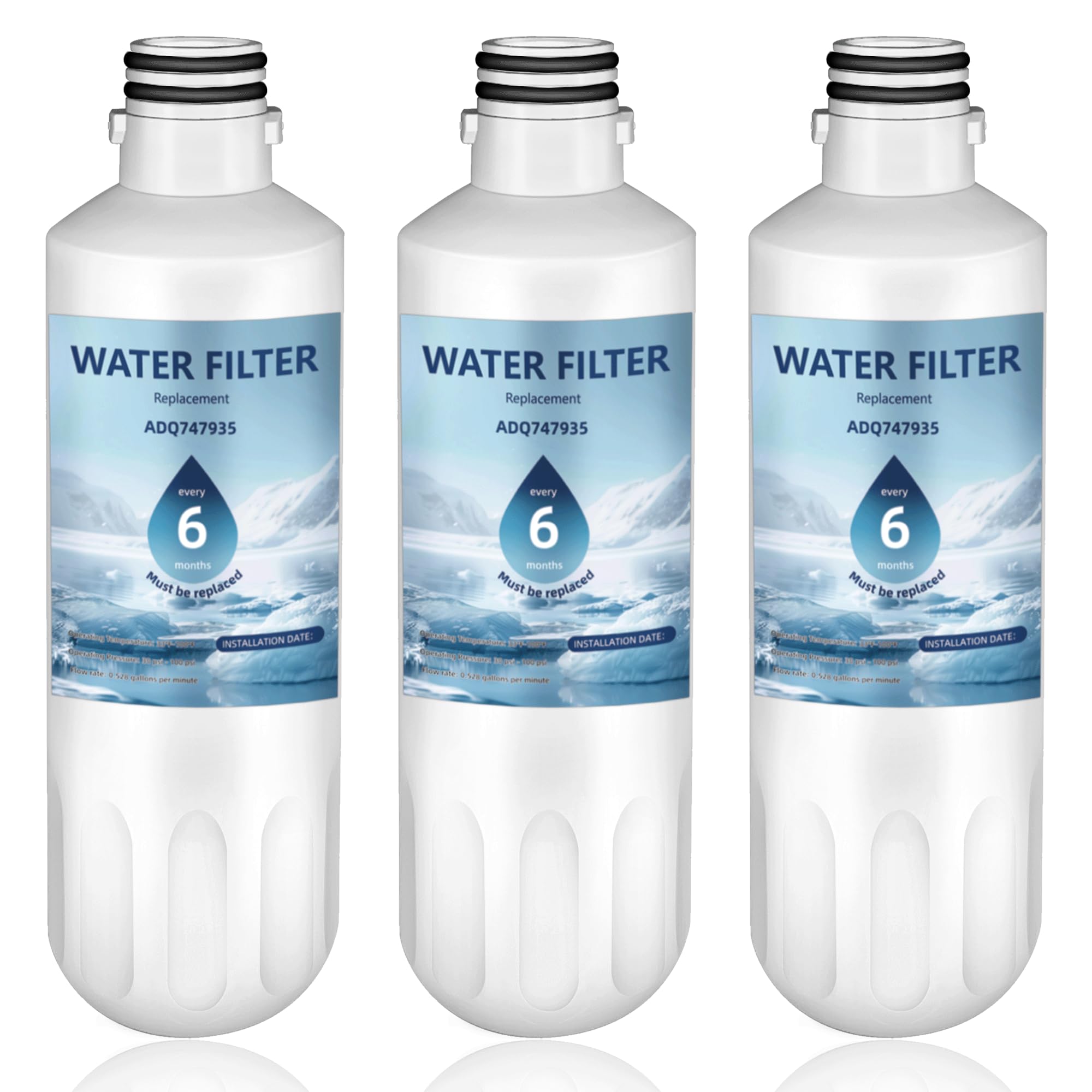 LT1000P ADQ747935 Water Filter 6-Month Replacement For LG LT1000P/Pc/Pcs Thinq Water Filter AGF80300704,LRFS28XBS,LRFLC2706S,LRMXS2806S,LMXS28626S,LFXS26973S,LFXC22526S,3 Combo Set | Fridge.com