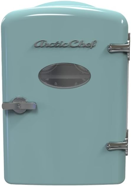 ARCTIC CHEF RMIS129-BLUE Mini Retro 6 Can Beverage Refrigerator-Blue,0.14 cubic feet | Fridge.com
