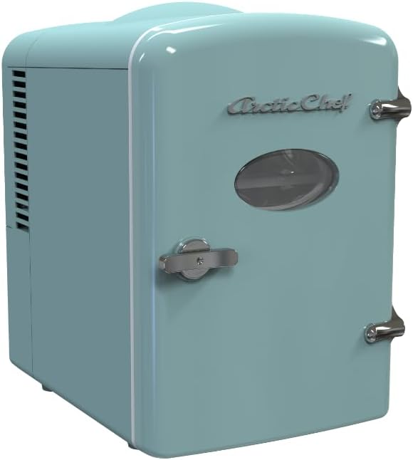 Arctic Chef RMIS129-BLUE Mini Retro 6 Can Beverage Refrigerator-Blue,0.14 Cubic Feet - View 2 | Fridge.com