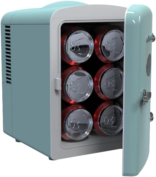 Arctic Chef RMIS129-BLUE Mini Retro 6 Can Beverage Refrigerator-Blue,0.14 Cubic Feet - View 3 | Fridge.com