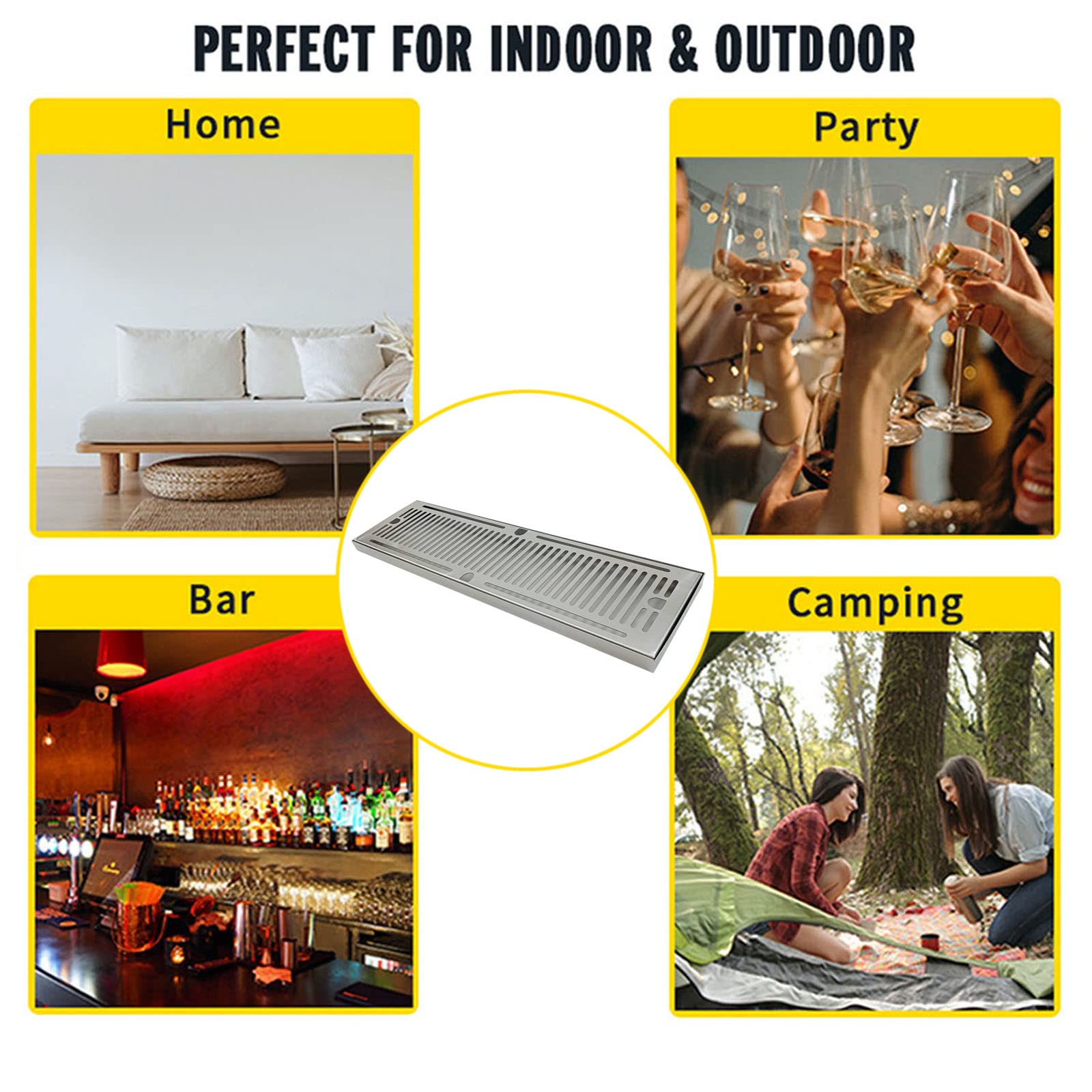 Rgwygcg Drip Tray Stainless Steel,Kegerator Beer Drip Trays,24" Length 7" Width Rectangular Stainless Steel Beer Surface Mount Drip Tray,No Drain,For Home Bar Mini Fridge Without Drain - View 2 | Fridge.com