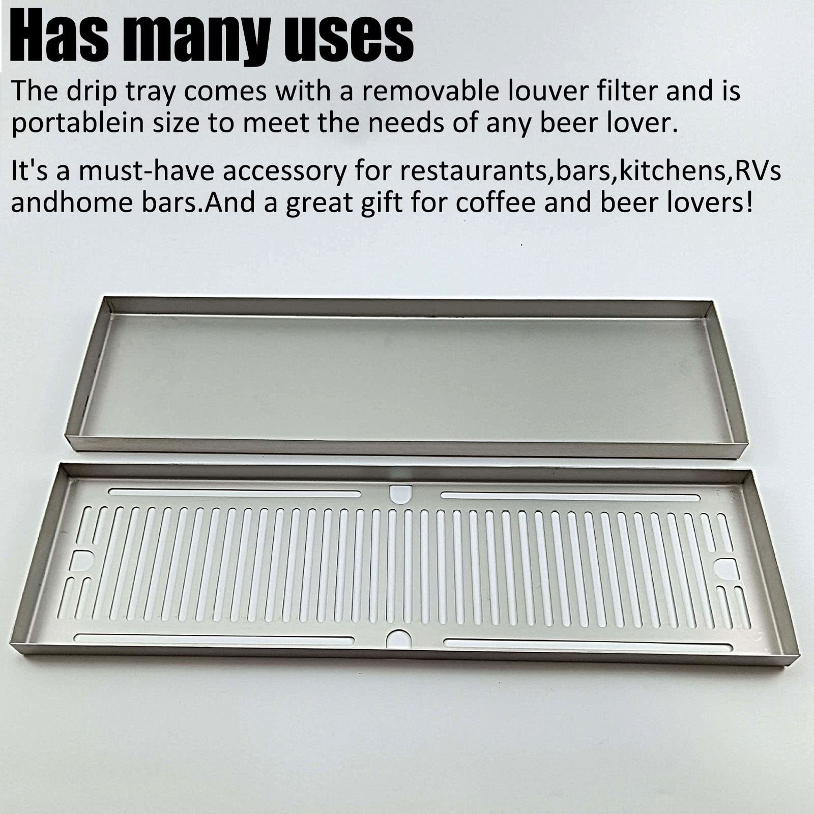 Rgwygcg Drip Tray Stainless Steel,Kegerator Beer Drip Trays,24" Length 7" Width Rectangular Stainless Steel Beer Surface Mount Drip Tray,No Drain,For Home Bar Mini Fridge Without Drain - View 3 | Fridge.com