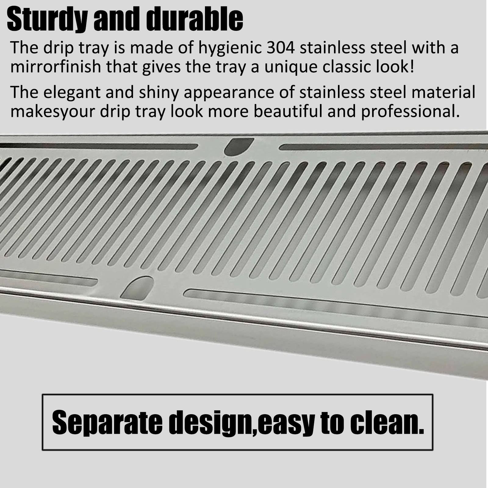 Rgwygcg Drip Tray Stainless Steel,Kegerator Beer Drip Trays,24" Length 7" Width Rectangular Stainless Steel Beer Surface Mount Drip Tray,No Drain,For Home Bar Mini Fridge Without Drain - View 4 | Fridge.com