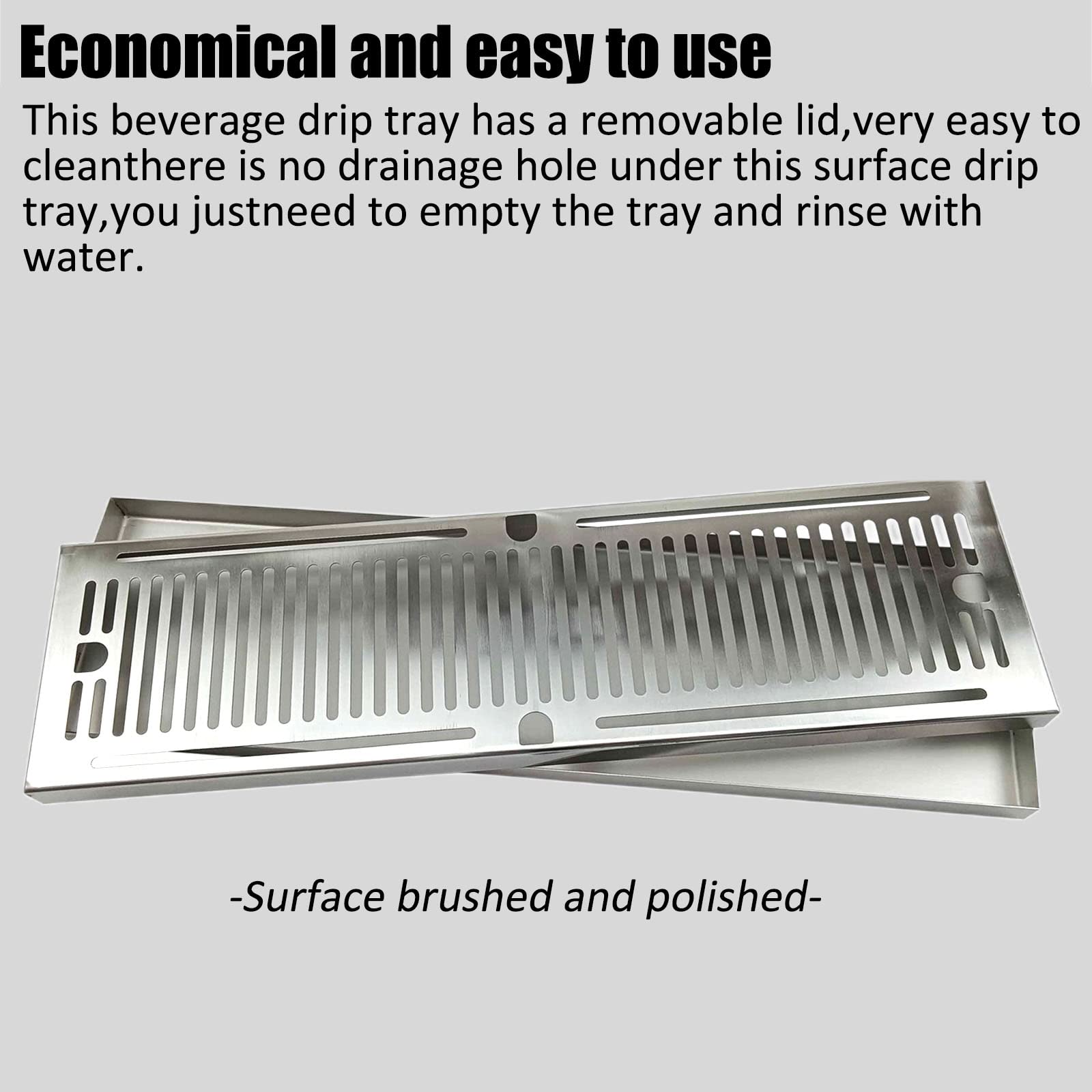 Rgwygcg Drip Tray Stainless Steel,Kegerator Beer Drip Trays,24" Length 7" Width Rectangular Stainless Steel Beer Surface Mount Drip Tray,No Drain,For Home Bar Mini Fridge Without Drain - View 5 | Fridge.com
