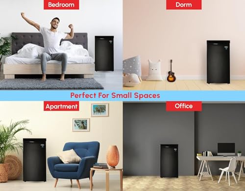 Roomwell E-Star 3.3 cu ft Mini Fridge Without Freezer - Auto Defrost, Reversible Single Door, Glass Shelf Refrigerator - A Space-Saving Marvel For Your Bedroom, Dorm, And Office - View 6 | Fridge.com