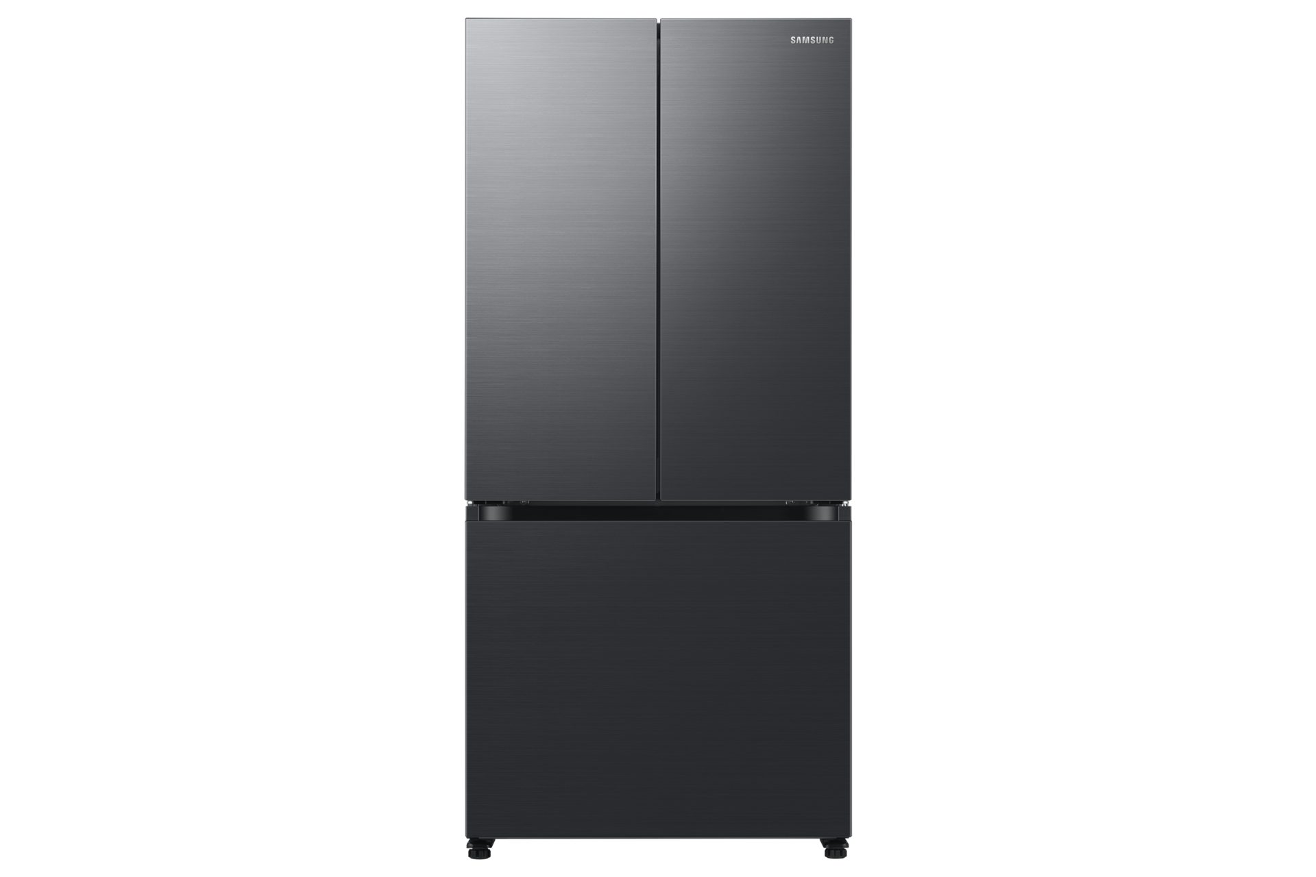 Samsung 18 cu. ft. Counter Depth 3-Door French Door Refrigerator In Matte Black Steel(RF18A5101MT/Aa) - View 2 | Fridge.com