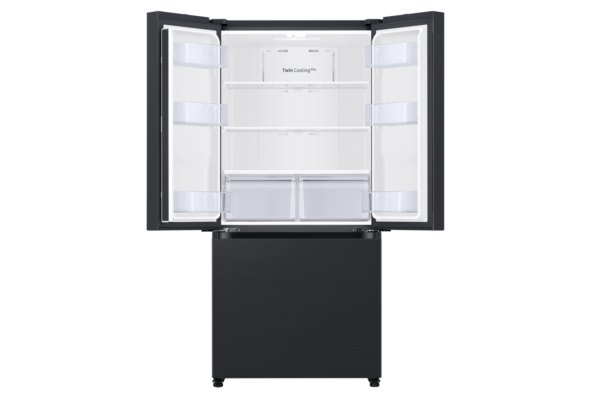 Samsung 18 cu. ft. Counter Depth 3-Door French Door Refrigerator In Matte Black Steel(RF18A5101MT/Aa) - View 5 | Fridge.com