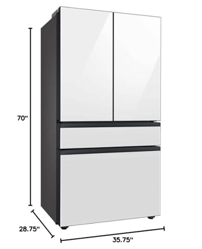 Samsung 23 cu. ft. Bespoke Counter Depth 4-Door French Door Refrigerator With Beverage Center, White Glass, RF23BB860012AA - View 2 | Fridge.com