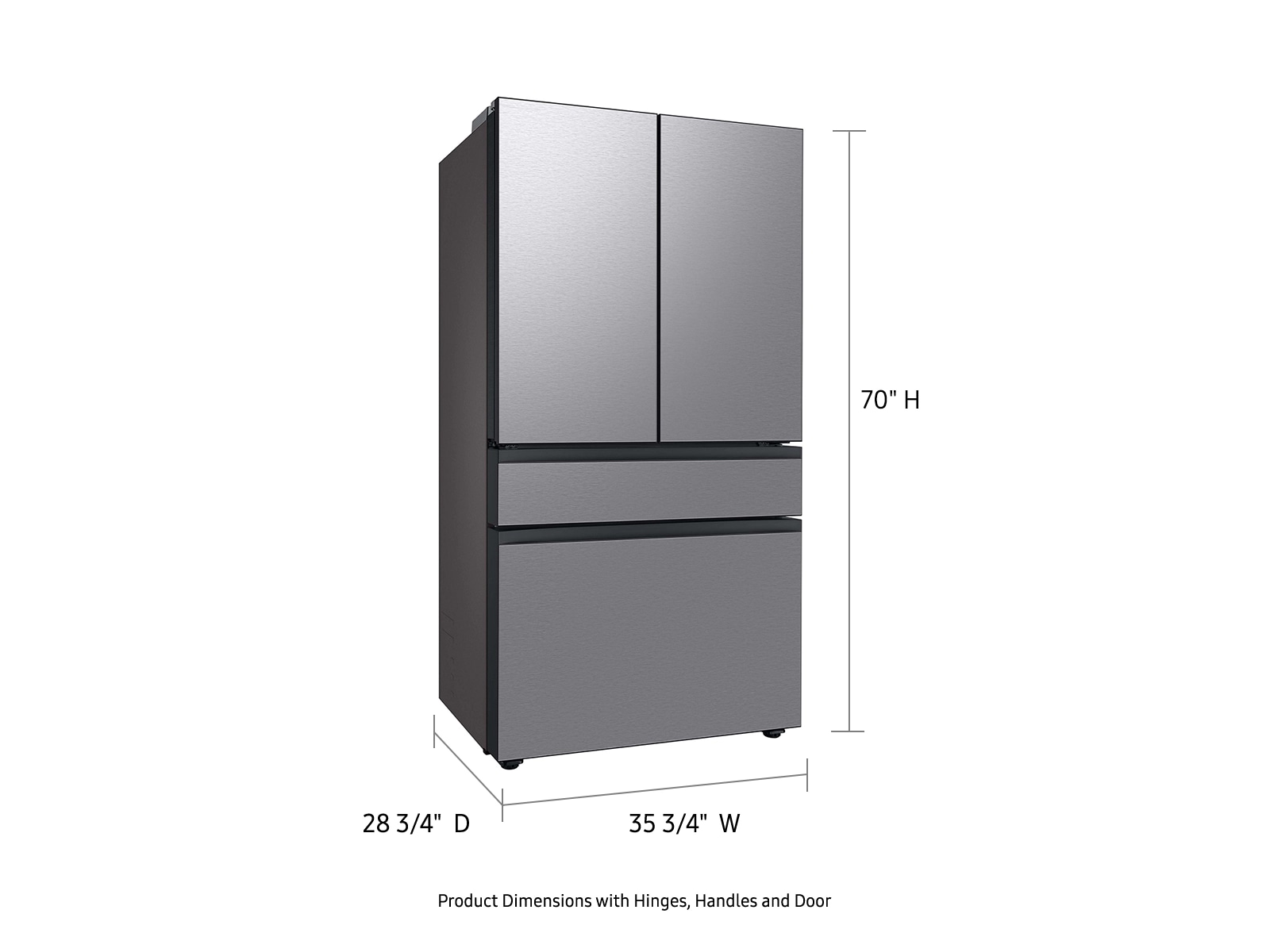 Samsung Bespoke 4-Door French Door Refrigerator (23 Cu. Ft.), Panels Not Included - View 4 | Fridge.com