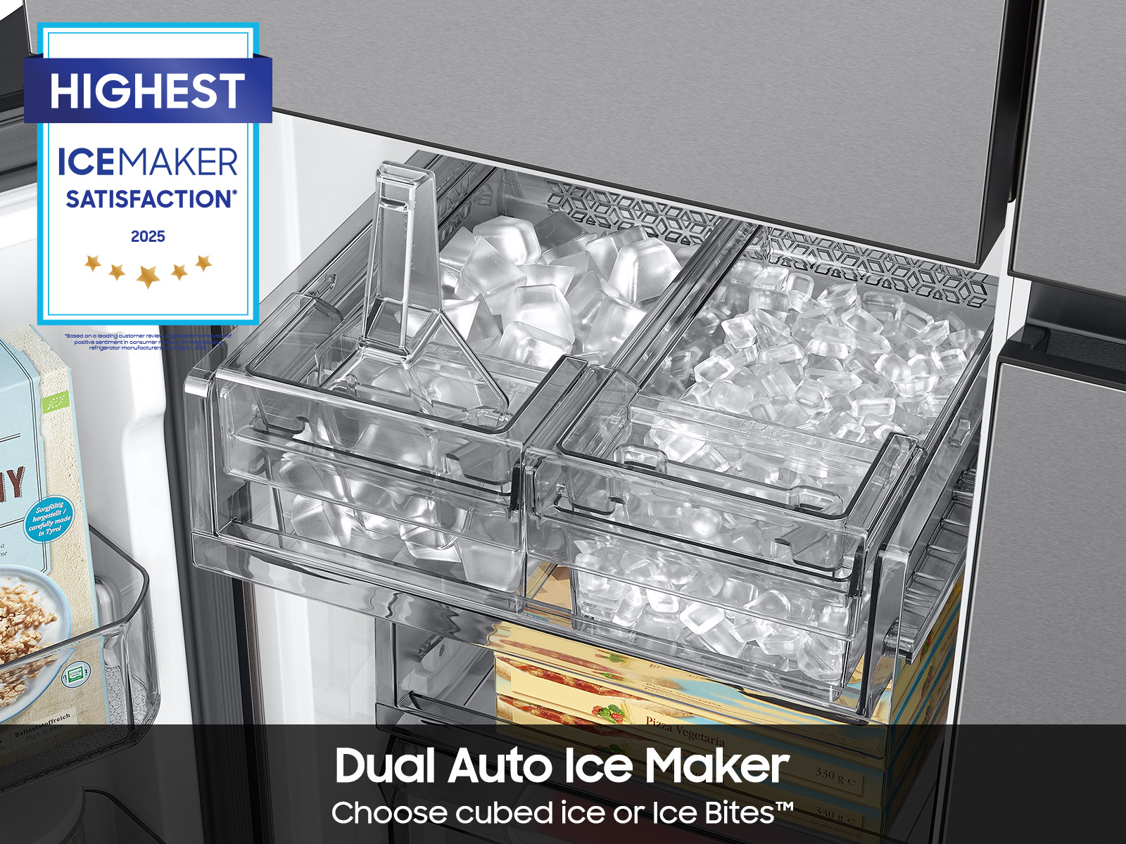 Samsung Bespoke 23 cu. ft. Counter Depth 4-Door Flex™ Refrigerator With Beverage Center™ & Customizable Door Panels In Stainless Steel - View 5 | Fridge.com