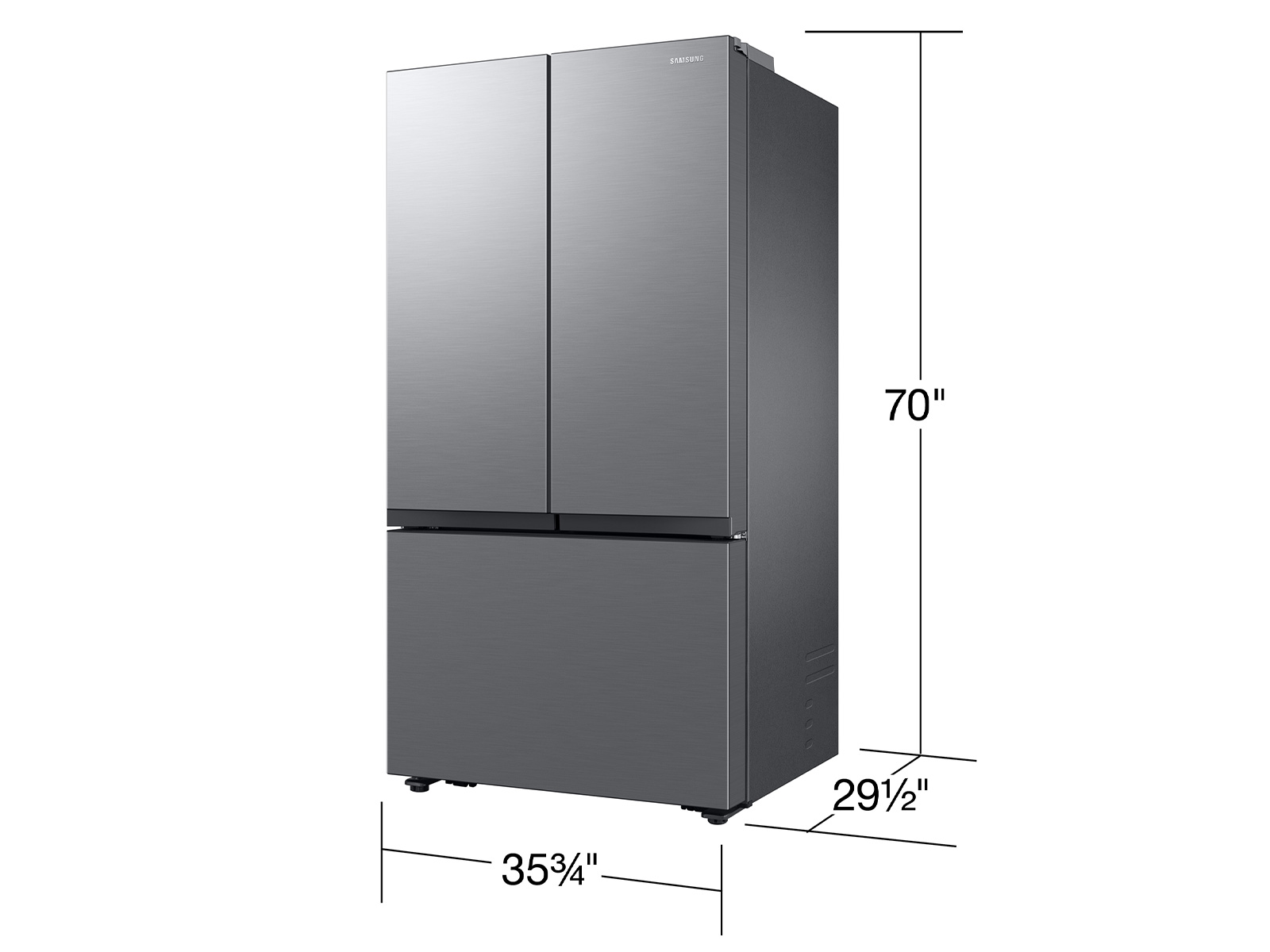Samsung 27 cu. ft. Counter Depth Mega Capacity 3-Door French Door Refrigerator With Dual Auto Ice Maker In A Stainless Look(RF27CG5010S9AA) - View 3 | Fridge.com