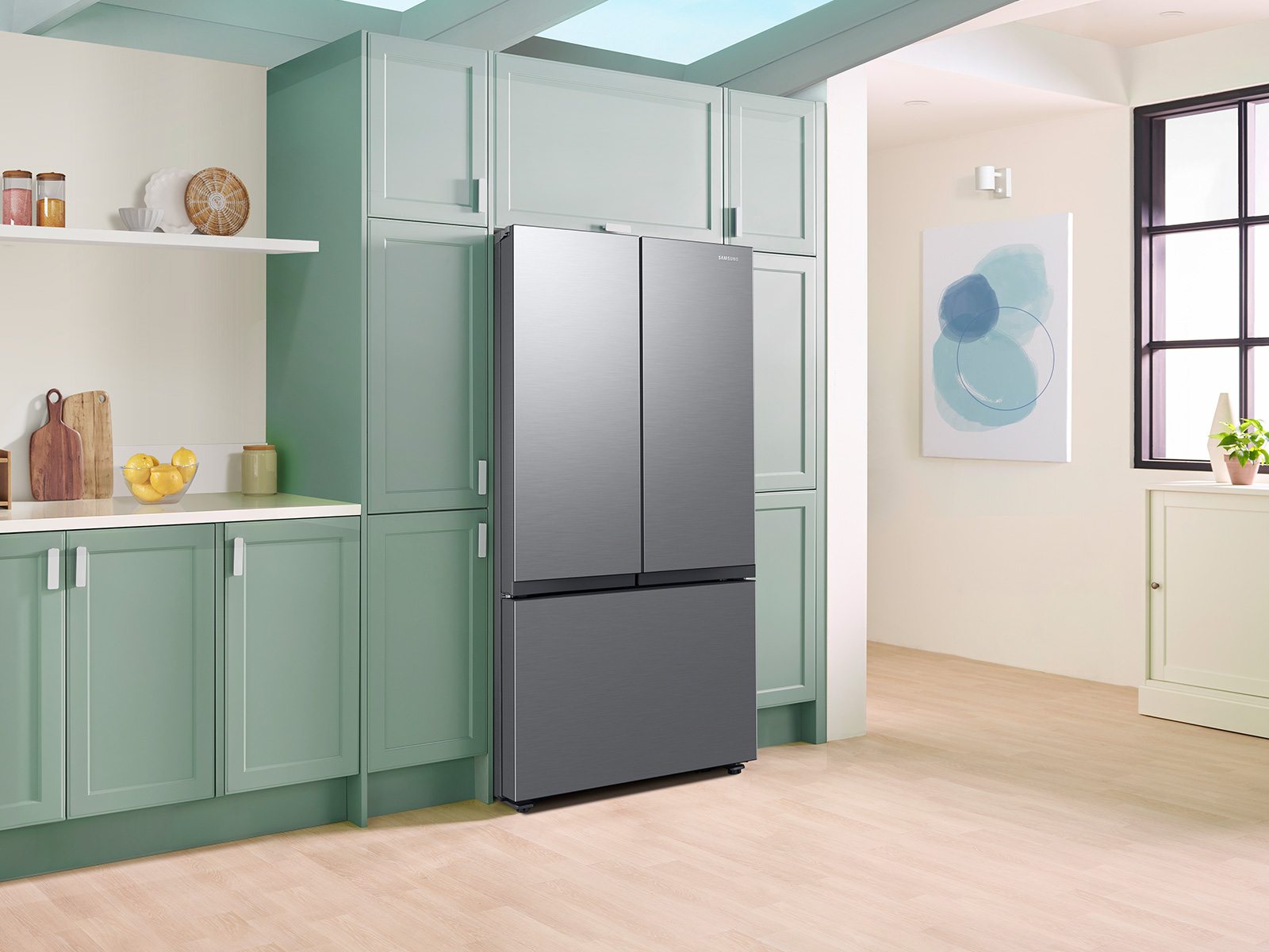 Samsung 27 cu. ft. Counter Depth Mega Capacity 3-Door French Door Refrigerator With Dual Auto Ice Maker In A Stainless Look(RF27CG5010S9AA) - View 4 | Fridge.com