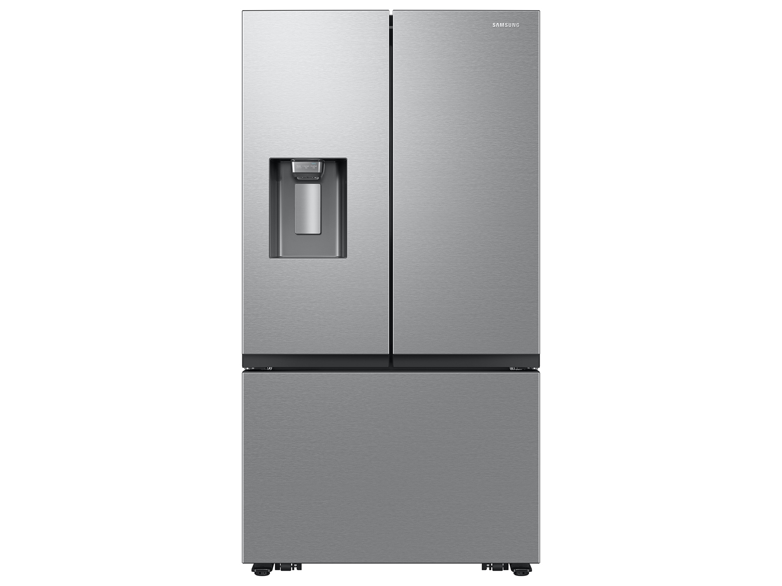 Samsung 26 cu. ft. Mega Capacity Counter Depth 3-Door French Door Refrigerator With External Water And Ice Dispenser In Stainless Steel - View 2 | Fridge.com