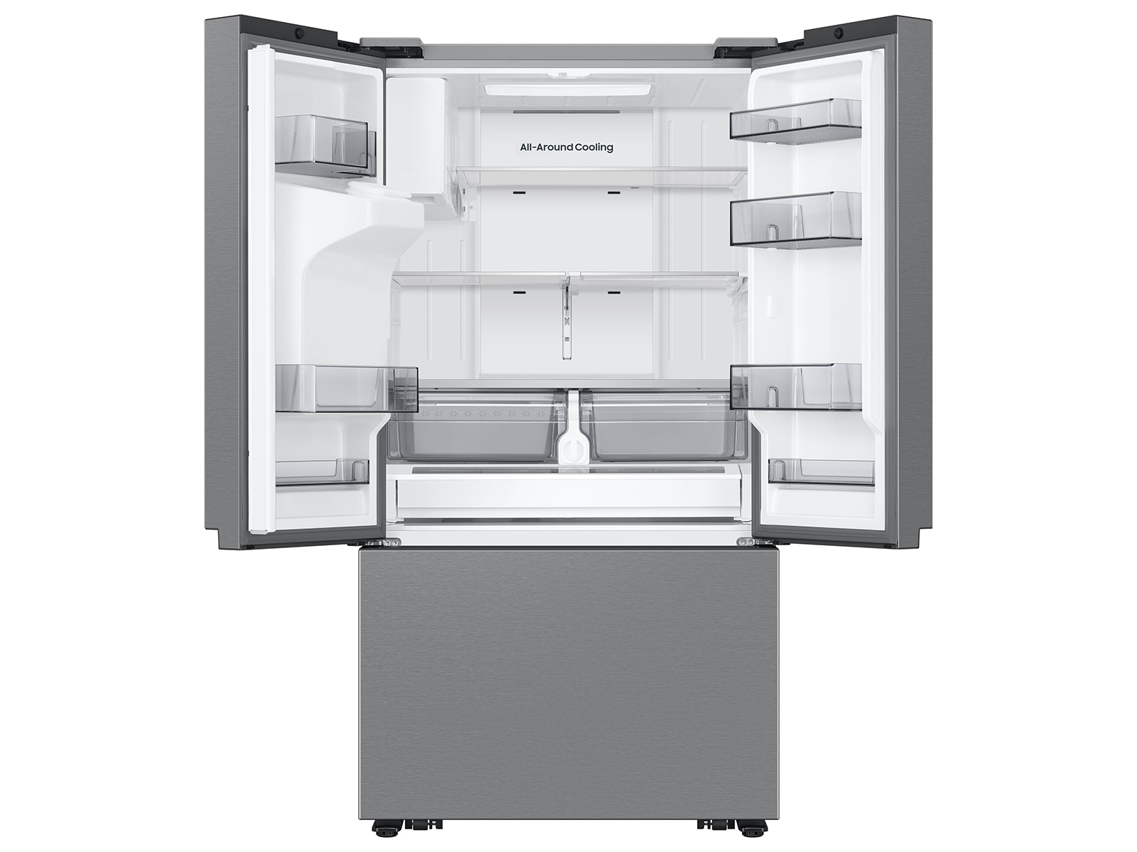 Samsung 26 cu. ft. Mega Capacity Counter Depth 3-Door French Door Refrigerator With External Water And Ice Dispenser In Stainless Steel - View 5 | Fridge.com