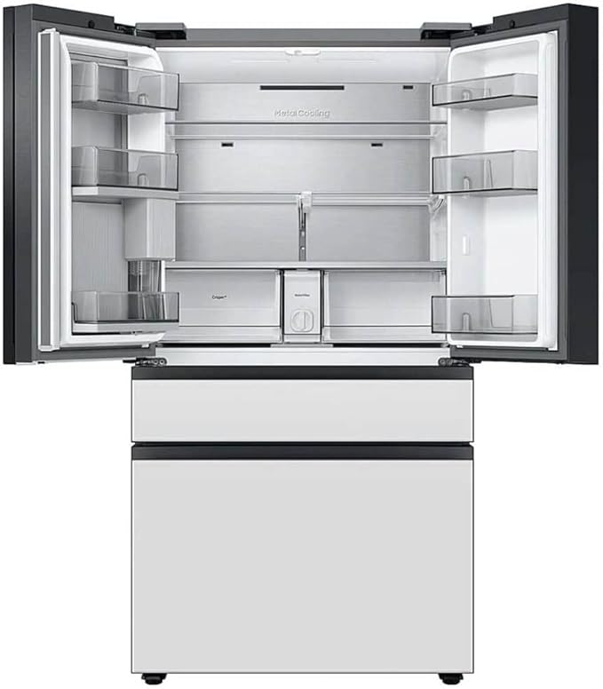 Samsung 29 cu. ft. Bespoke 4-Door French Door Refrigerator With Beverage Center, White Glass, RF29BB860012AA - View 6 | Fridge.com
