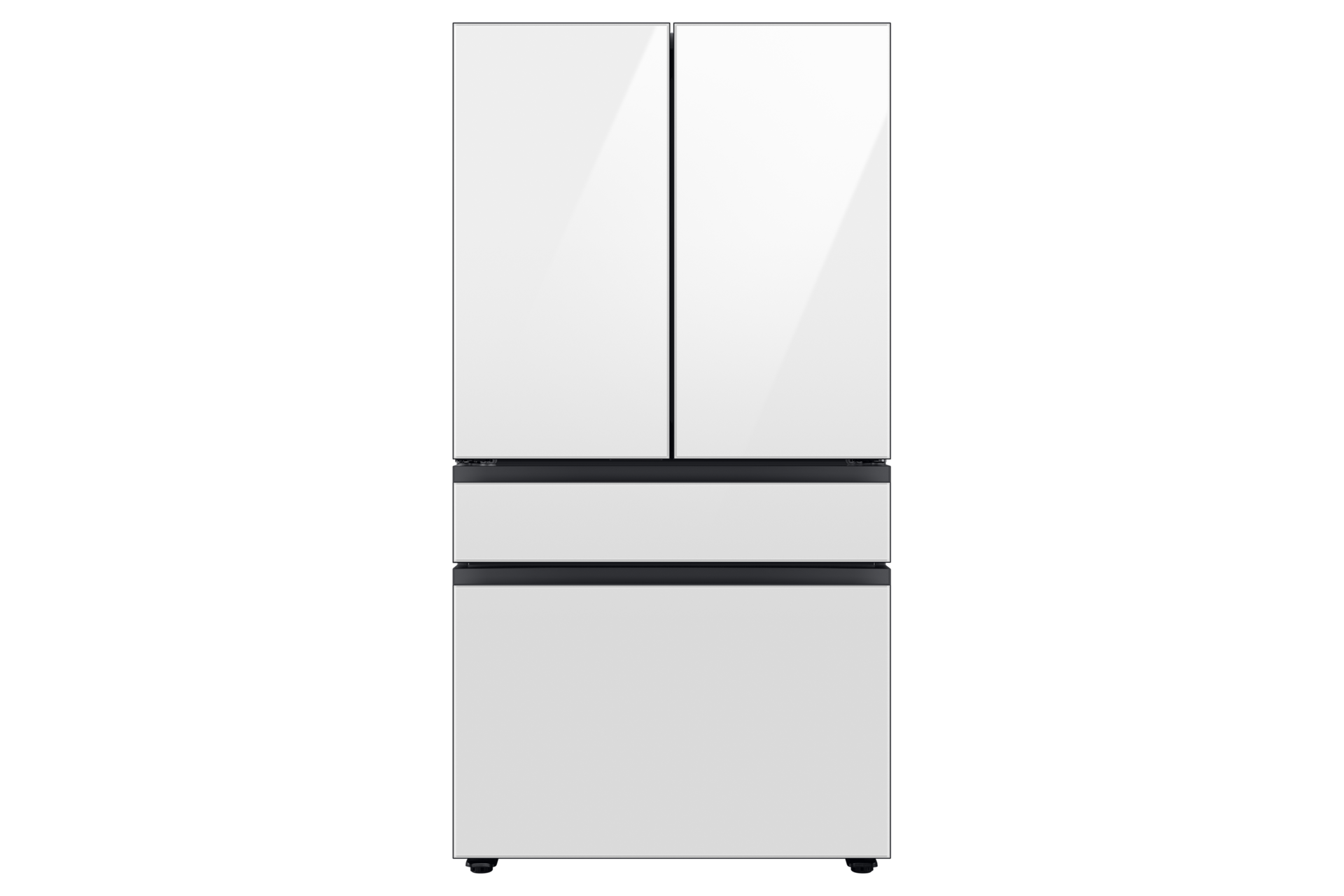 Samsung Bespoke 4-Door French Door Refrigerator (29 cu. ft.) With Beverage Center™ In White Glass (RF29BB860012AA) - View 3 | Fridge.com