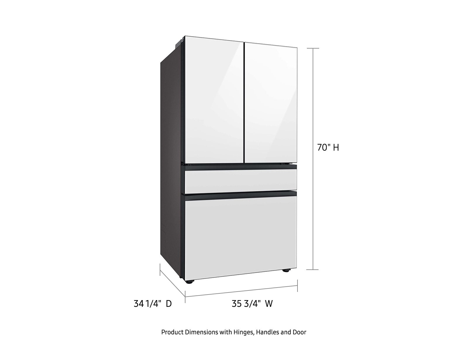 Samsung Bespoke 4-Door French Door Refrigerator (29 cu. ft.) With Beverage Center™ In White Glass (RF29BB860012AA) - View 5 | Fridge.com
