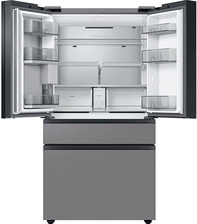 Samsung 29 cu. ft. Bespoke 4-Door French Door Refrigerator With Beverage Center, Stainless Steel, RF29BB8600QLAA - View 2 | Fridge.com