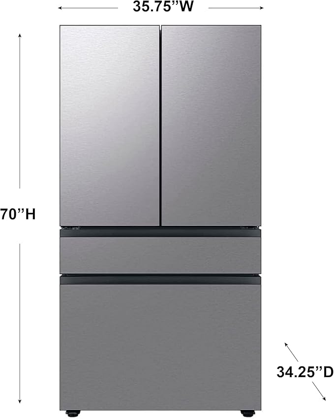 Samsung 29 cu. ft. Bespoke 4-Door French Door Refrigerator With Beverage Center, Stainless Steel, RF29BB8600QLAA - View 3 | Fridge.com