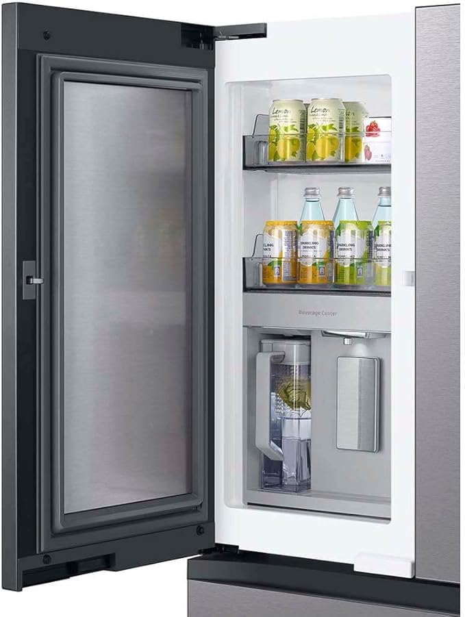 Samsung 29 cu. ft. Bespoke 4-Door French Door Refrigerator With Beverage Center, Stainless Steel, RF29BB8600QLAA - View 6 | Fridge.com