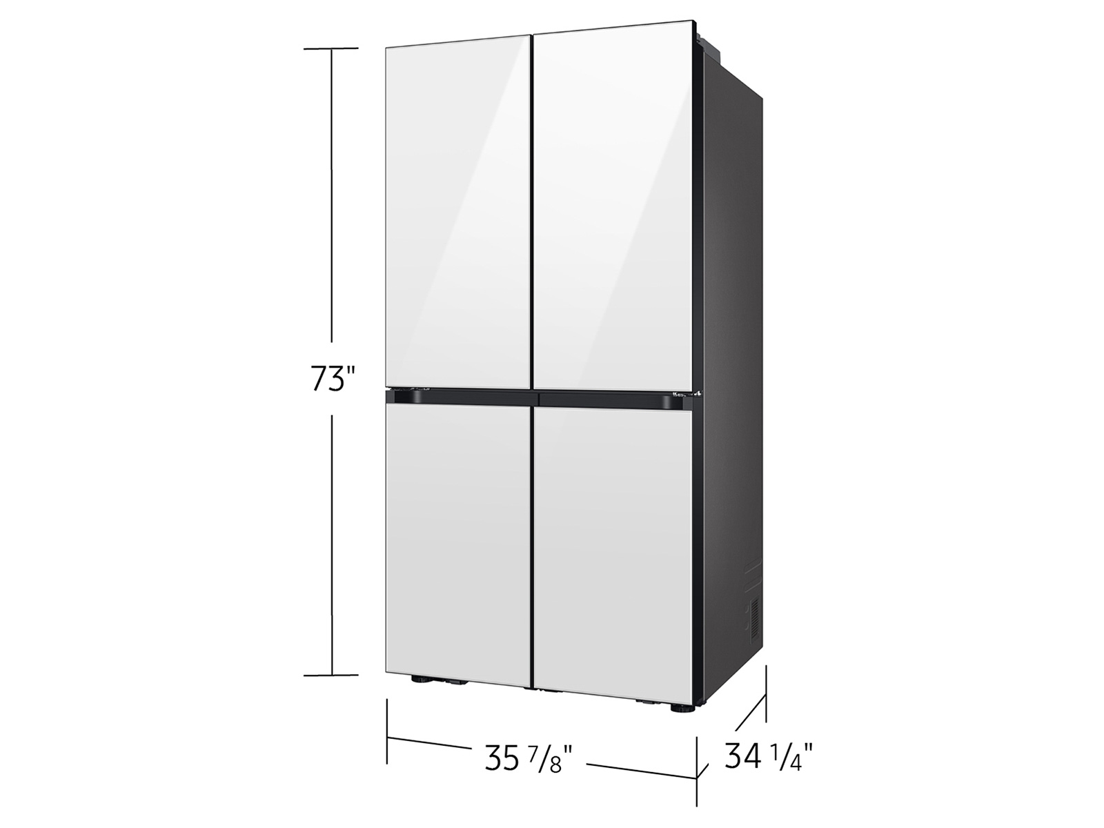 Samsung Bespoke 29 cu. ft. 4-Door Flex™ Refrigerator With Beverage Center™ & Customizable Door Panels In White Glass(RF29DB960012AA) - View 4 | Fridge.com
