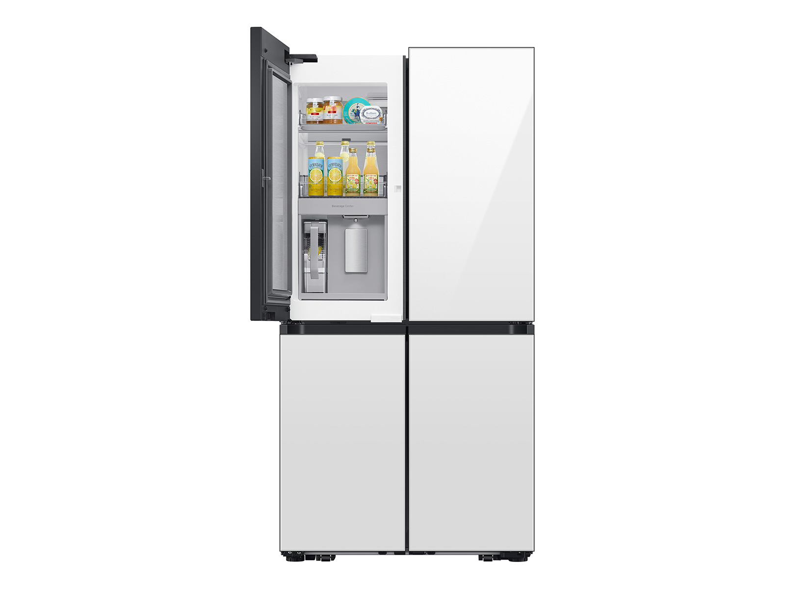 Samsung Bespoke 29 cu. ft. 4-Door Flex™ Refrigerator with Beverage Center™ & Customizable Door Panels in White Glass(RF29DB960012AA) — FIN-0000201 | Fridge.com