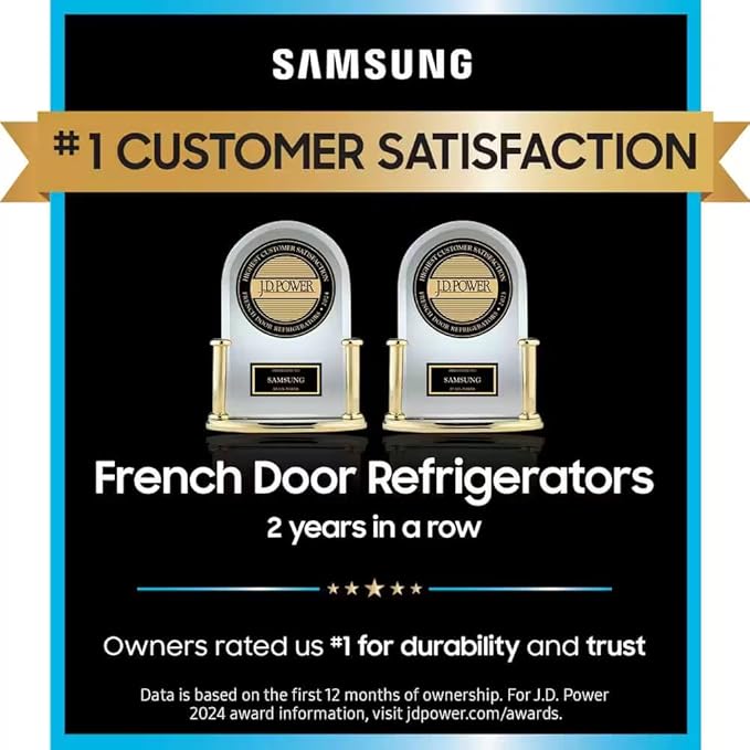 Samsung 32 cu. ft. Mega Capacity 3-Door French Door Refrigerator With Dual Auto Ice Maker, Stainless Steel, RF32CG5100SRAA - View 3 | Fridge.com
