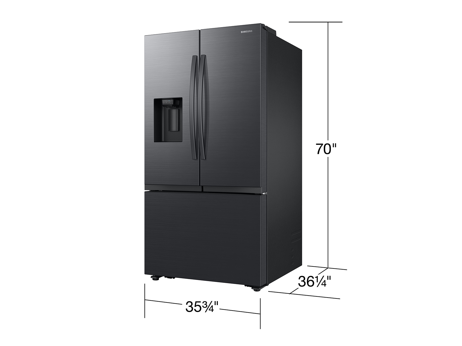 Samsung 31 cu. ft. Mega Capacity 3-Door French Door Refrigerator With Four Types Of Ice In Matte In Black Steel(RF32CG5400MTAA) - View 2 | Fridge.com