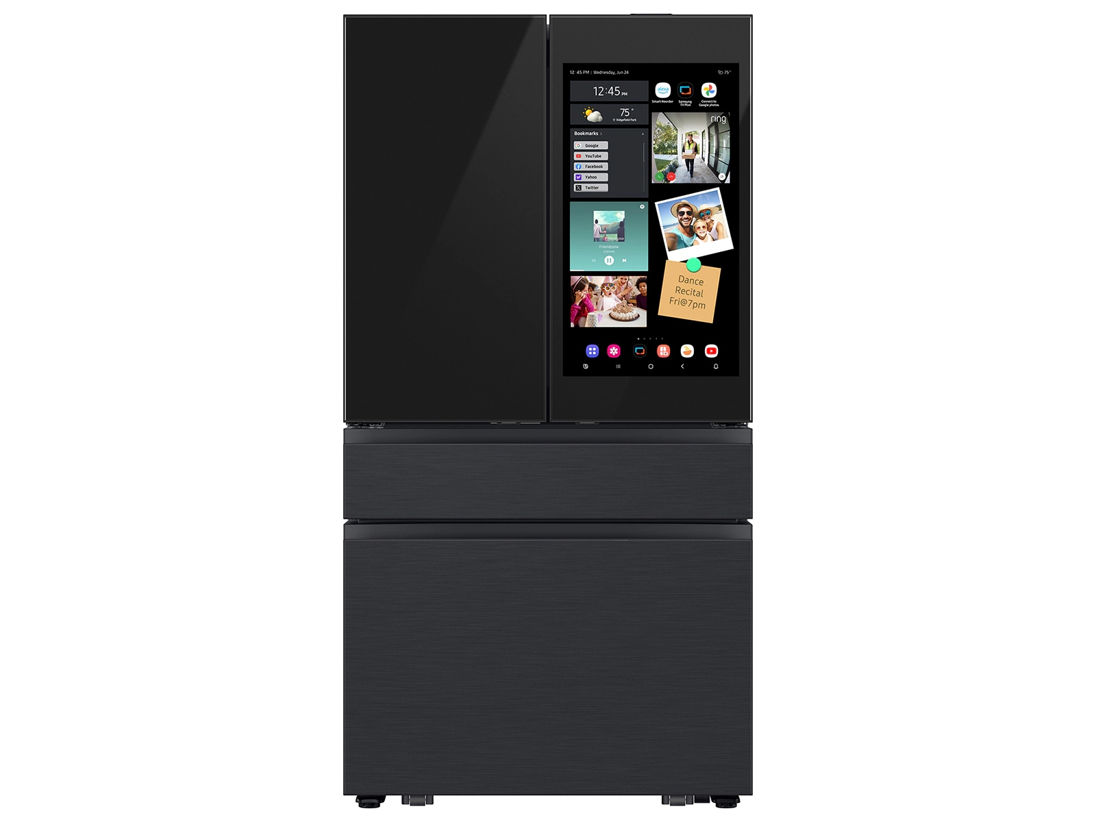 Samsung Bespoke 23 cu. ft. Counter Depth 4-Door French Door Refrigerator with AI Family Hub™+ AI Vision Inside™ in Charcoal Glass / Black | Fridge.com