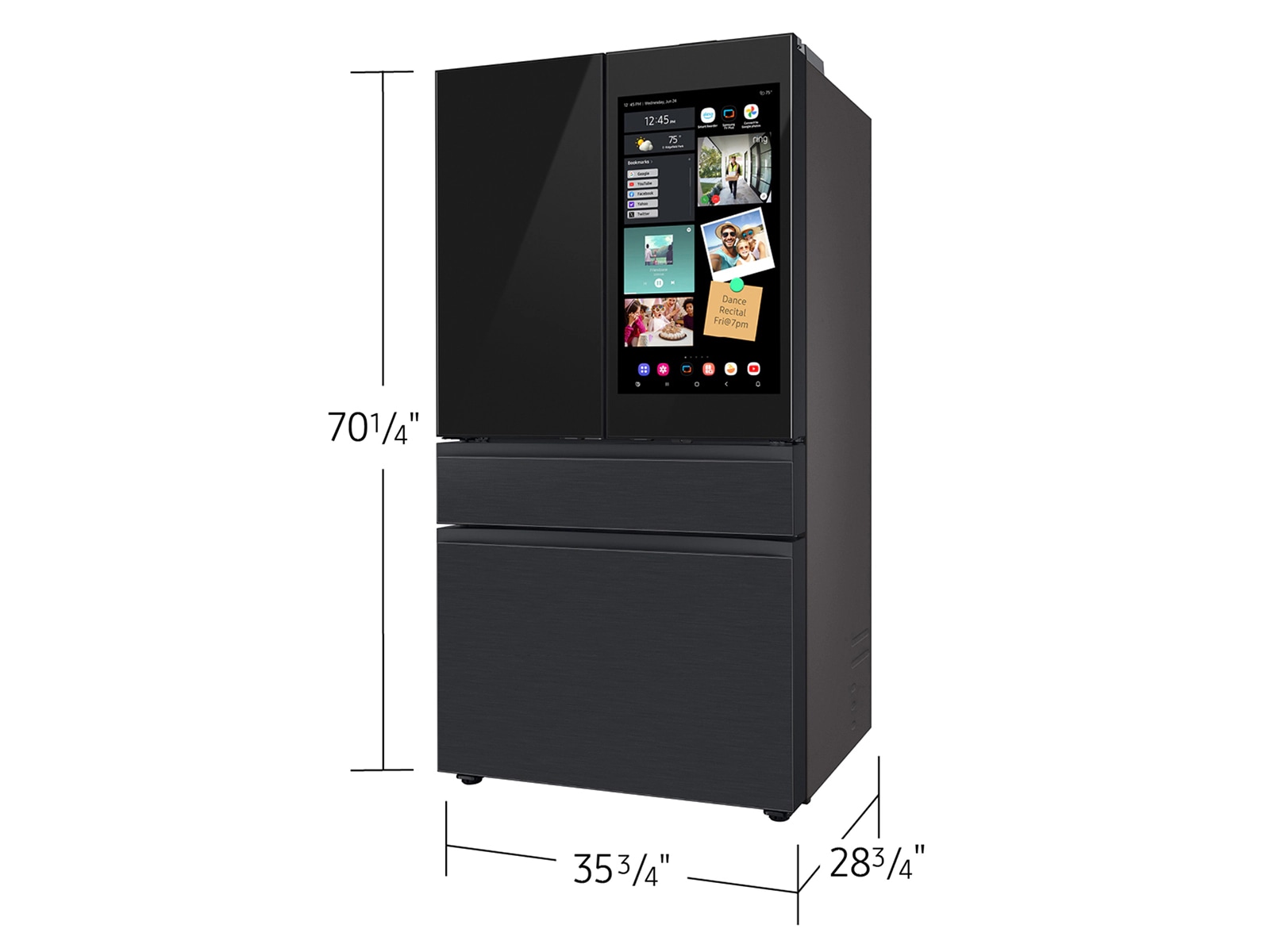 Samsung Bespoke 23 cu. ft. Counter Depth 4-Door French Door Refrigerator with AI Family Hub™+ AI Vision Inside™ in Charcoal Glass / Black | Fridge.com
