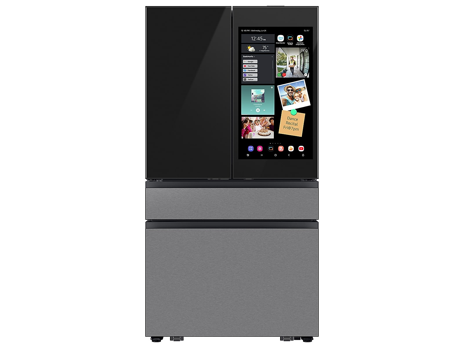 Samsung Bespoke 23 cu. ft. Counter Depth 4-Door French Door Refrigerator with AI Family Hub™+ & AI Vision Inside™ in Charcoal Glass / Stainless | Fridge.com