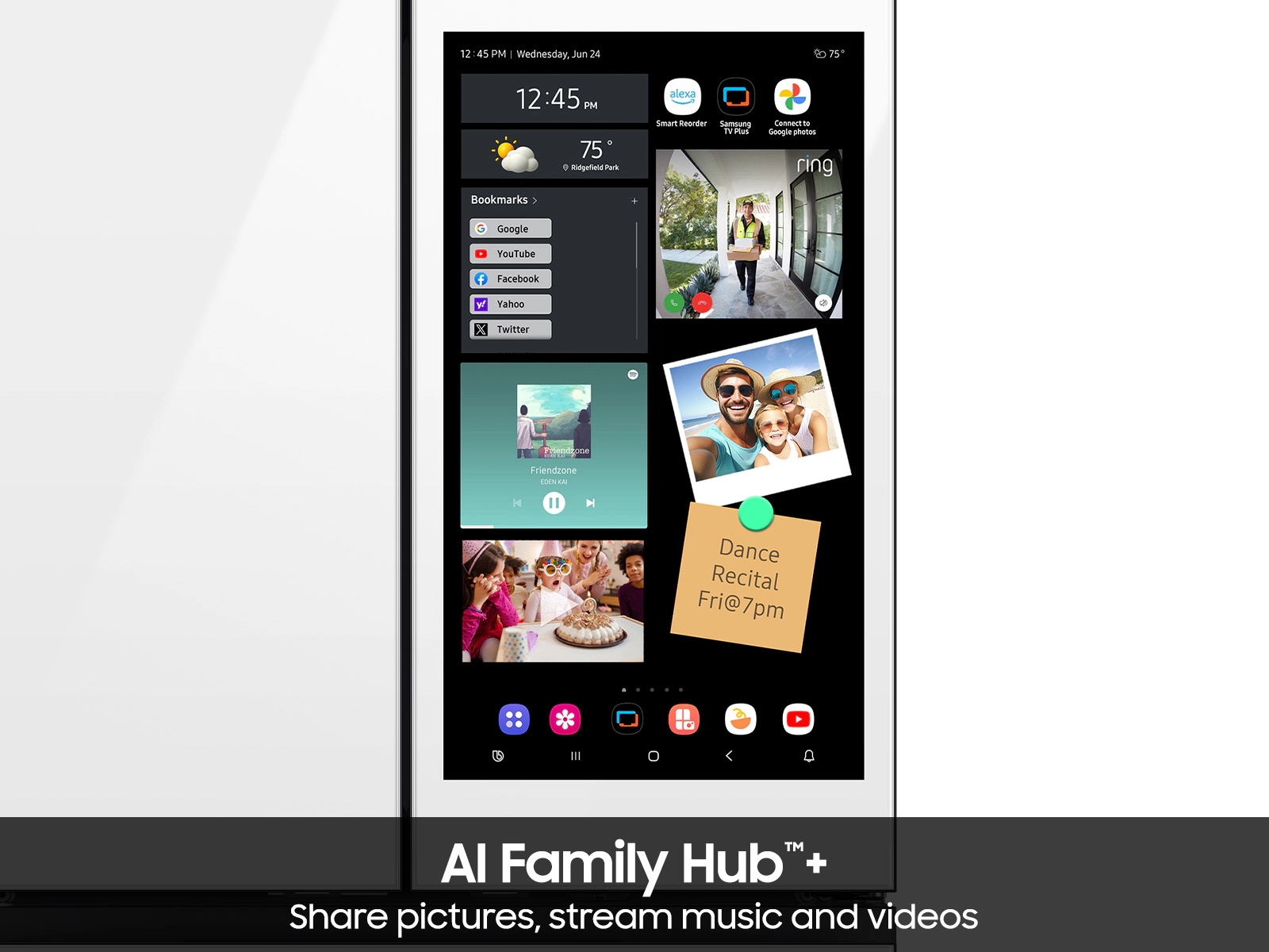 Samsung Bespoke 23 cu. ft. Counter Depth 4-Door French Door Refrigerator With Ai Family Hub™+ Ai Vision Inside™ In White Glass(RF90F23AEWAA) - View 6 | Fridge.com