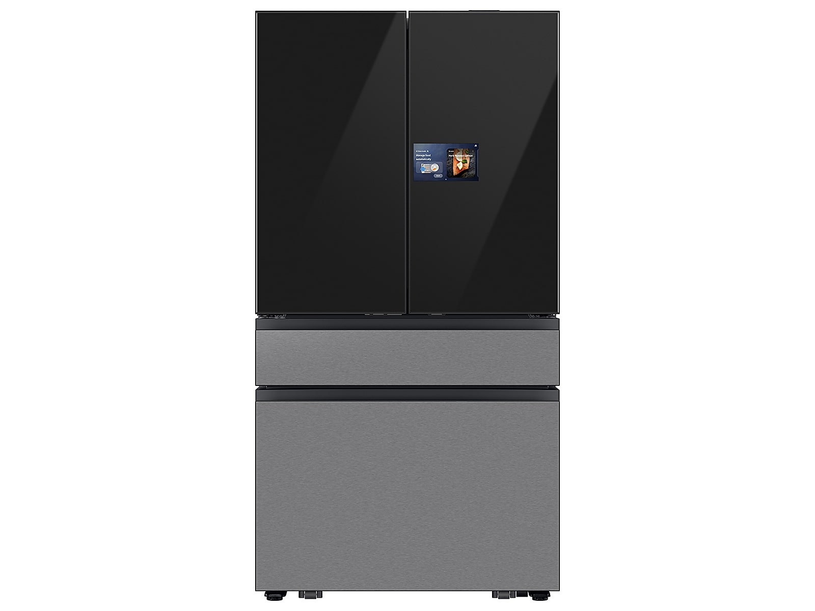 Samsung Bespoke 23 cu. ft. Counter Depth 4-Door French Door Refrigerator with AI Home & AI Vision Inside™ in Charcoal Glass / Stainless(RF90F23BECRAA) | Fridge.com
