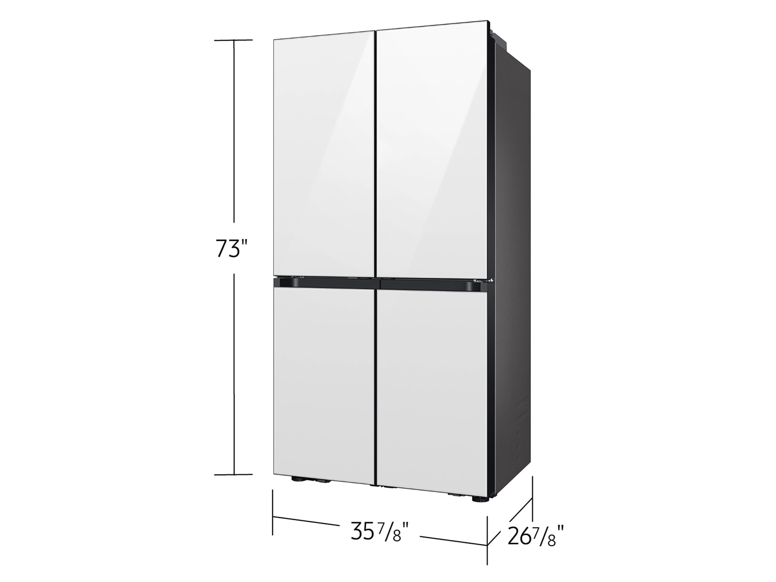 Samsung Bespoke 22 cu. ft. Counter Depth 4-Door French Door Refrigerator with Zero Clearance Fit & Food Showcase Door in White Glass(RM80F22WEWAA) | Fridge.com