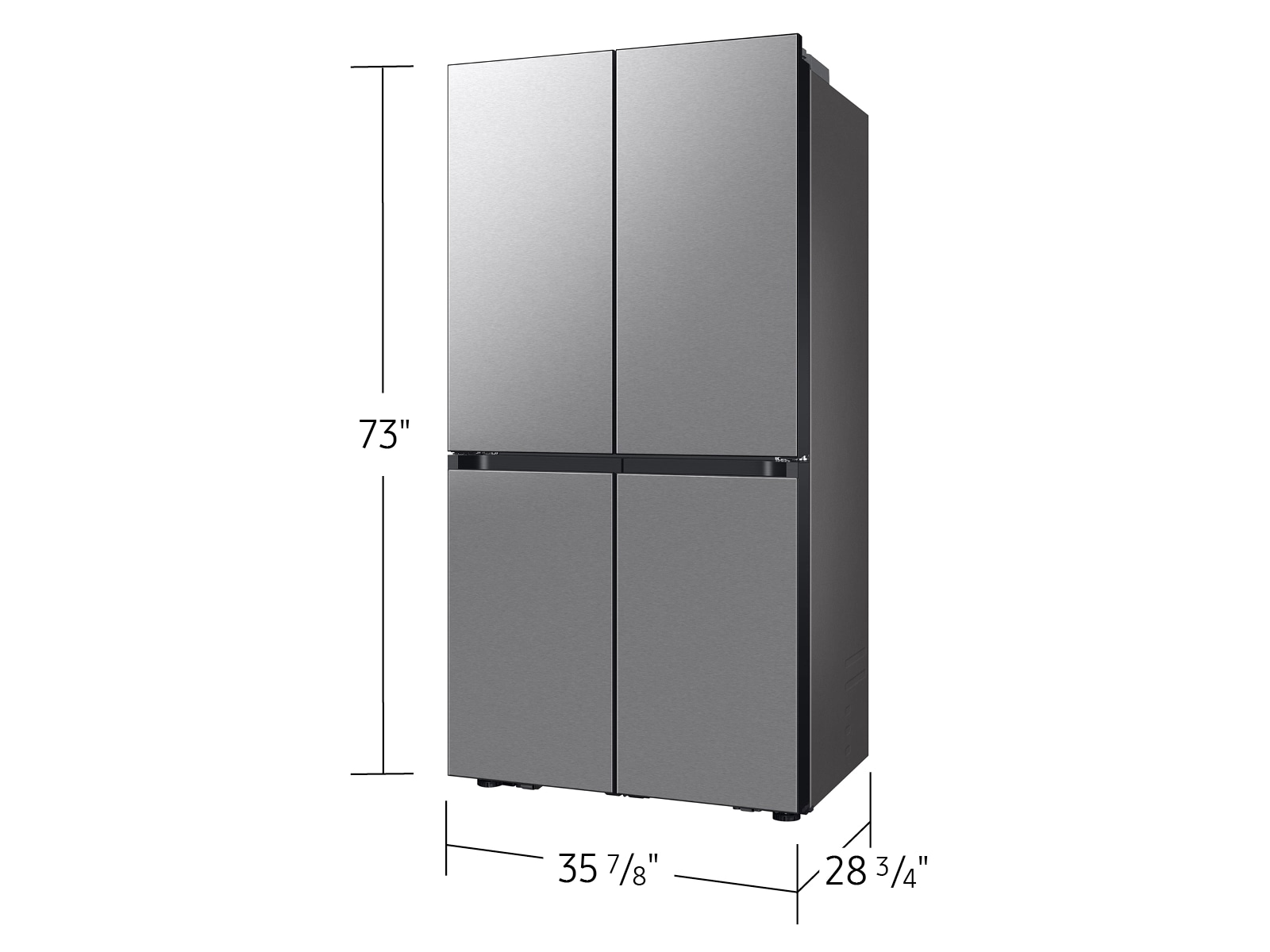 Samsung Bespoke 23 cu. ft. Counter Depth 4-Door French Door Refrigerator With Ai Hybrid Cooling & Beverage Center™ In Stainless Steel - View 4 | Fridge.com