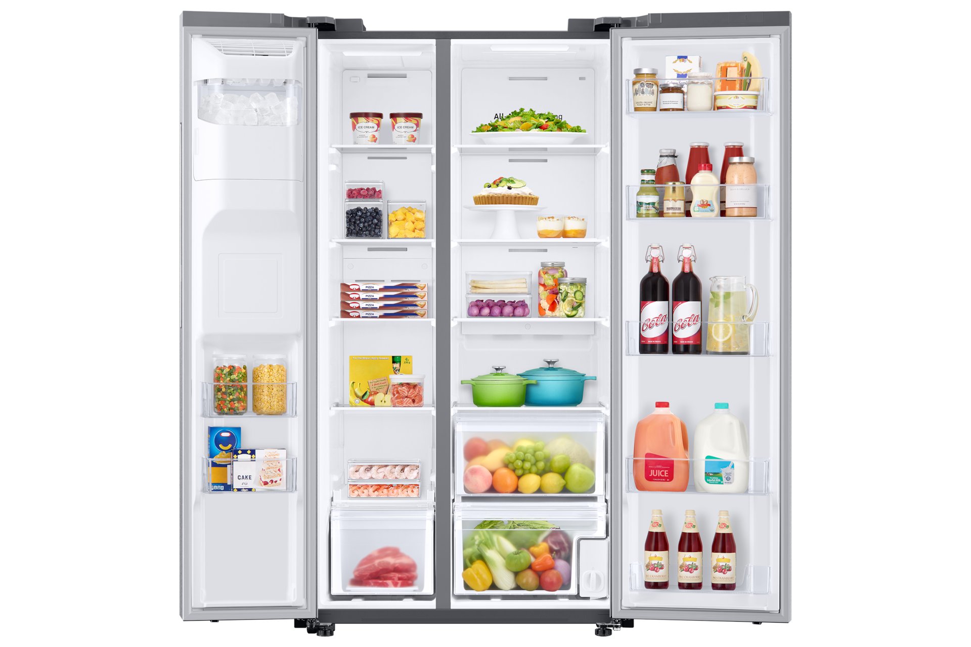 Samsung 22 cu. ft. Counter Depth Side-By-Side Refrigerator In Silver(RS22T5201SR/Aa) - View 6 | Fridge.com