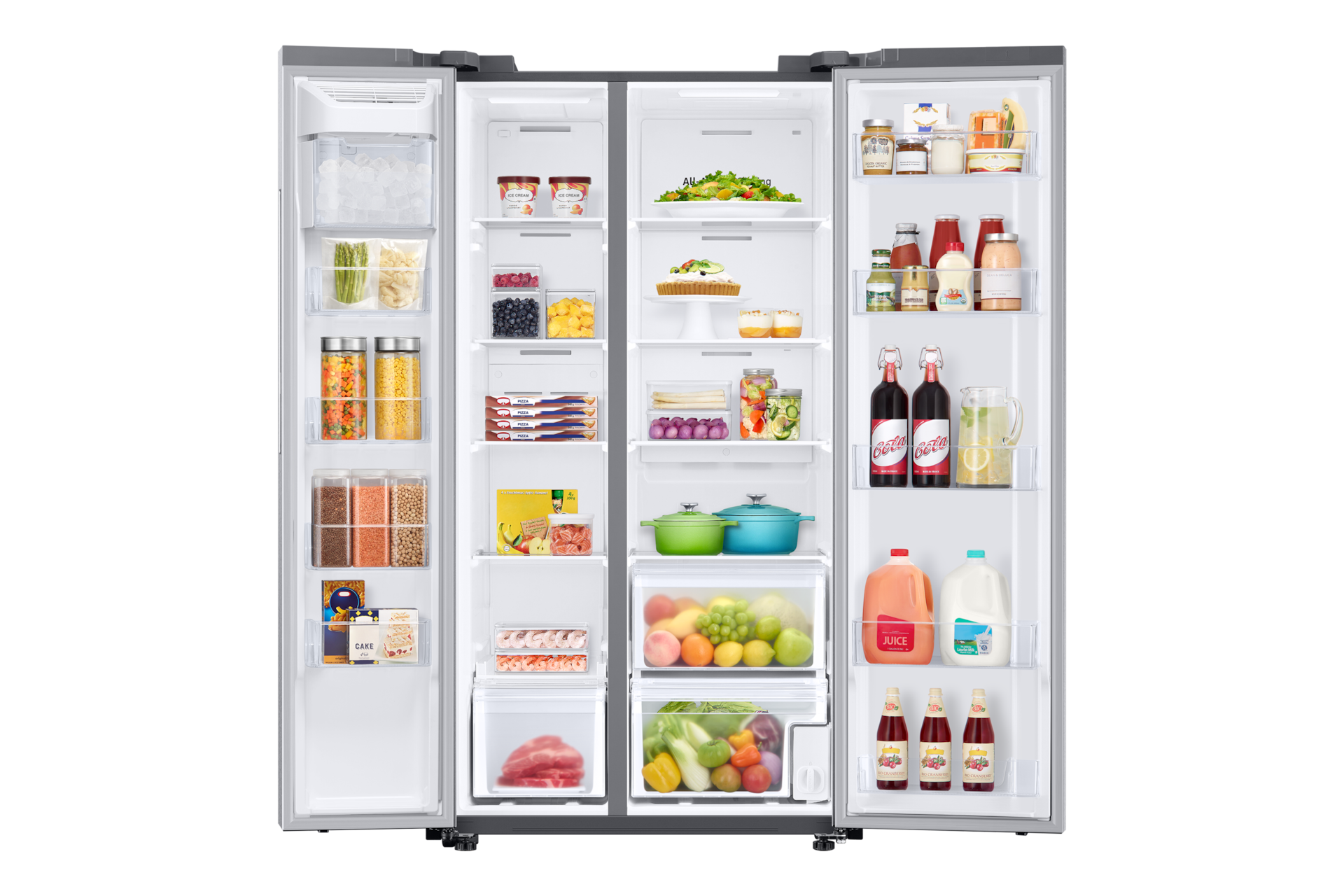 Samsung 23 cu. ft. Smart Counter Depth Side-By-Side Refrigerator In Silver(RS23A500ASR/Aa) - View 5 | Fridge.com