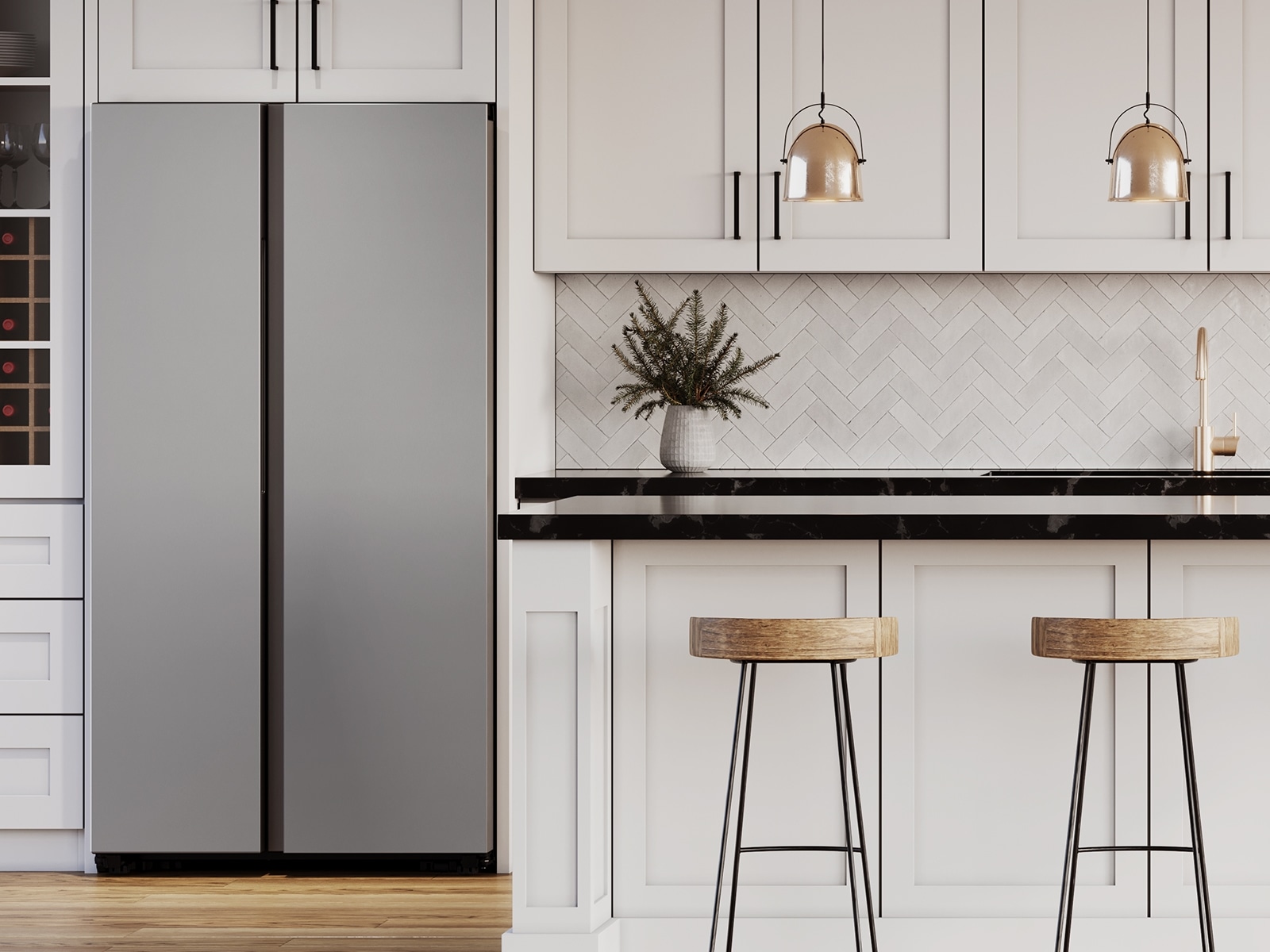 Samsung Bespoke 23 cu. ft. Counter Depthsmart Side-By-Side Refrigerator W/ Beverage Center:- Stainless Steel - View 5 | Fridge.com